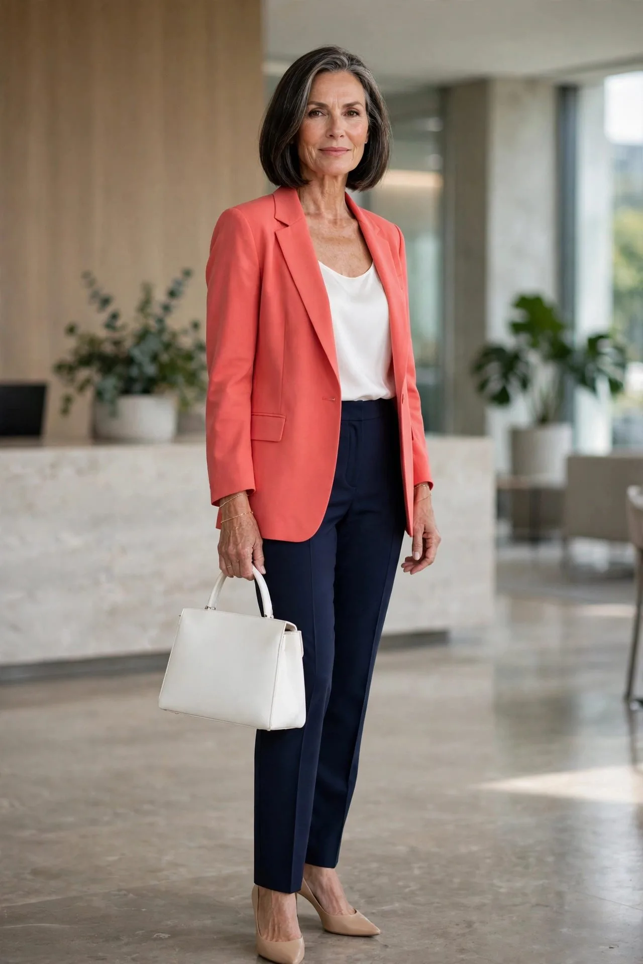 Ruffle-Sleeve Blouse with Dark Jeans and Mules