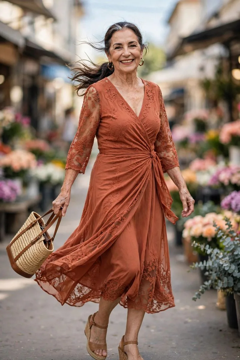 Warm smiling older woman holding a phone, about to call a loved one, cozy home.