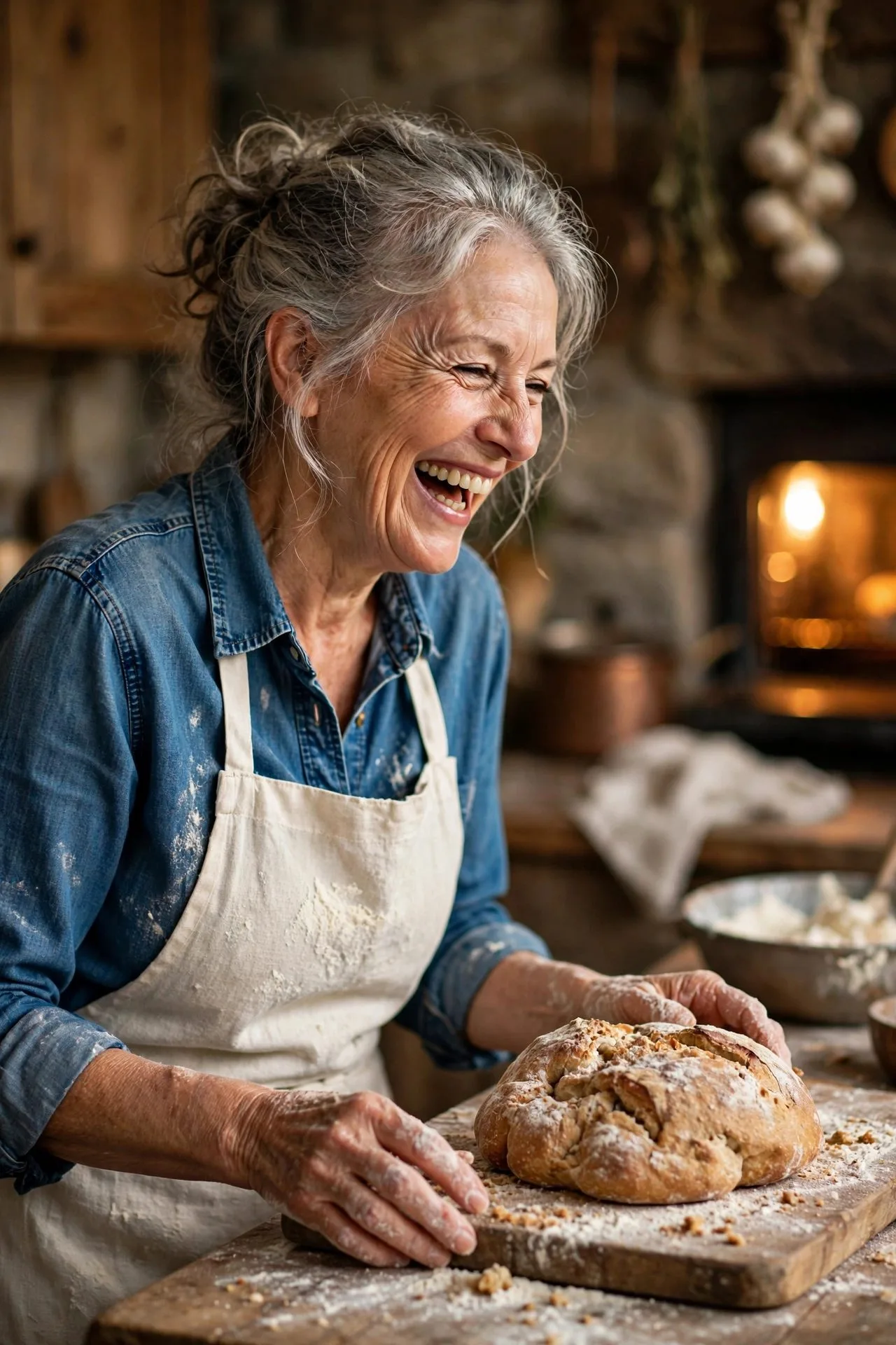 Joyful imperfect family gathering with laughter around dinner table