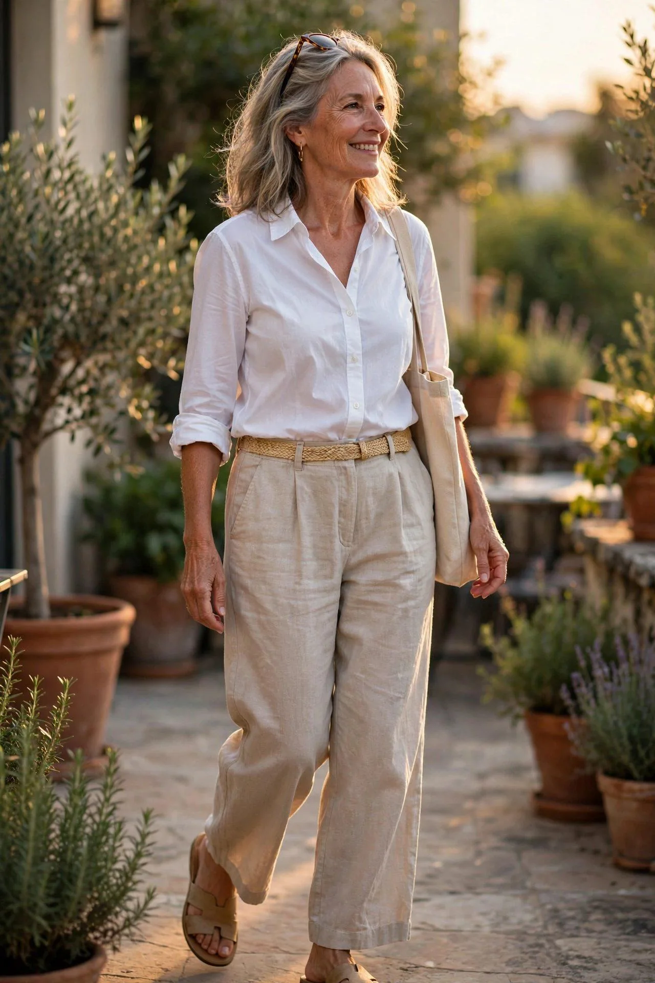 Linen Wide-Leg + Crisp White Shirt