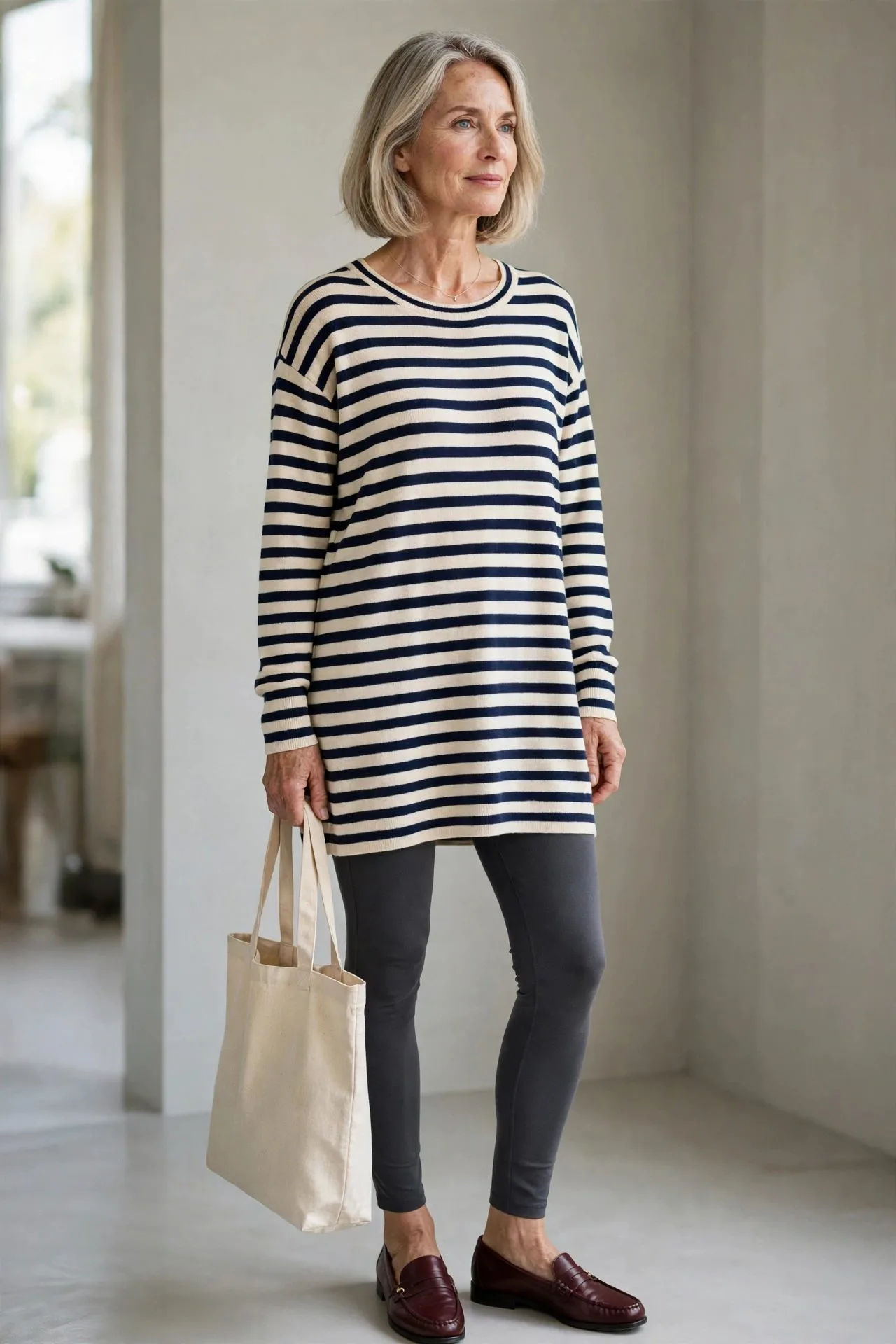 Longline Cardigan + Grey Tee