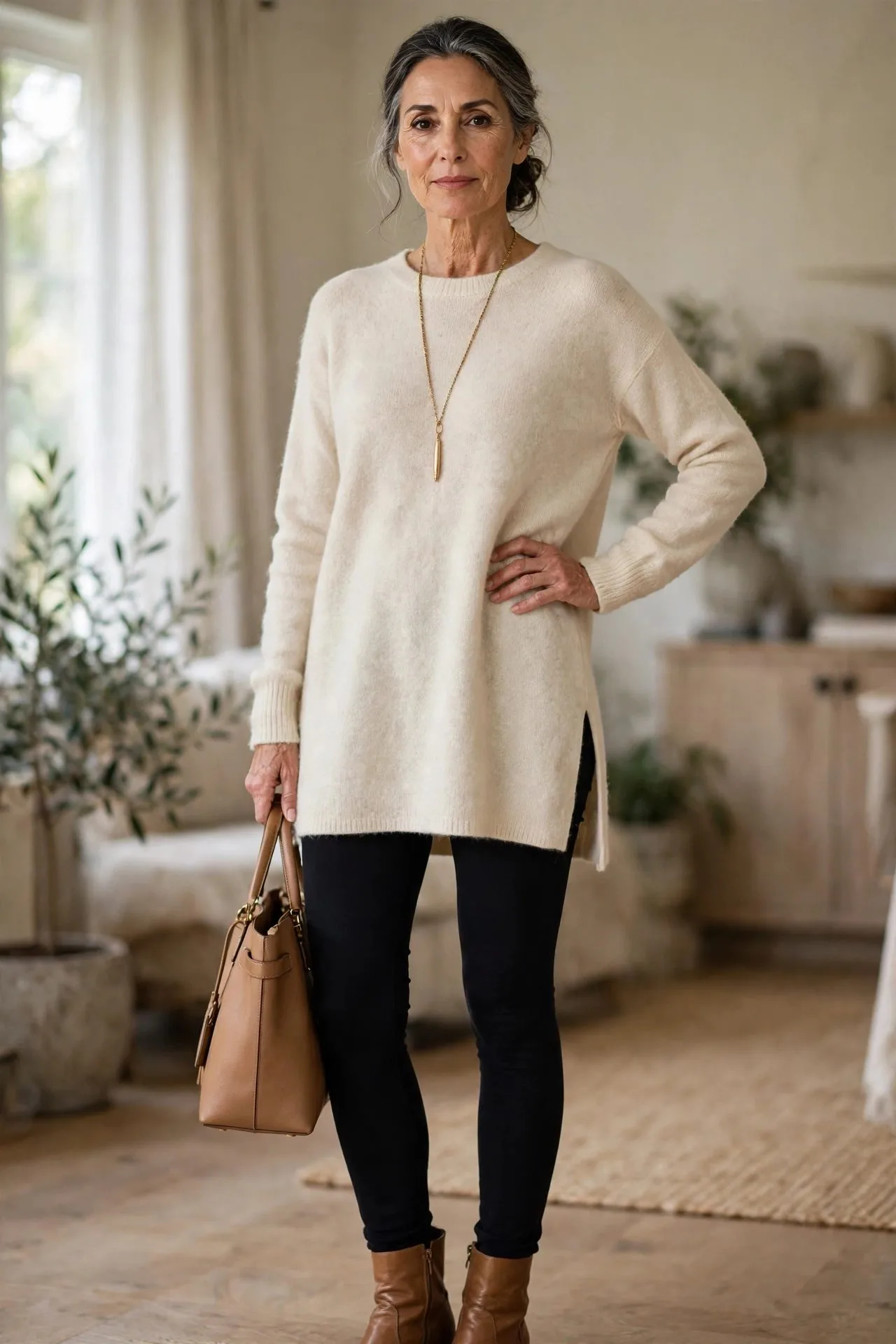 Faux Leather Leggings + Camel Blazer