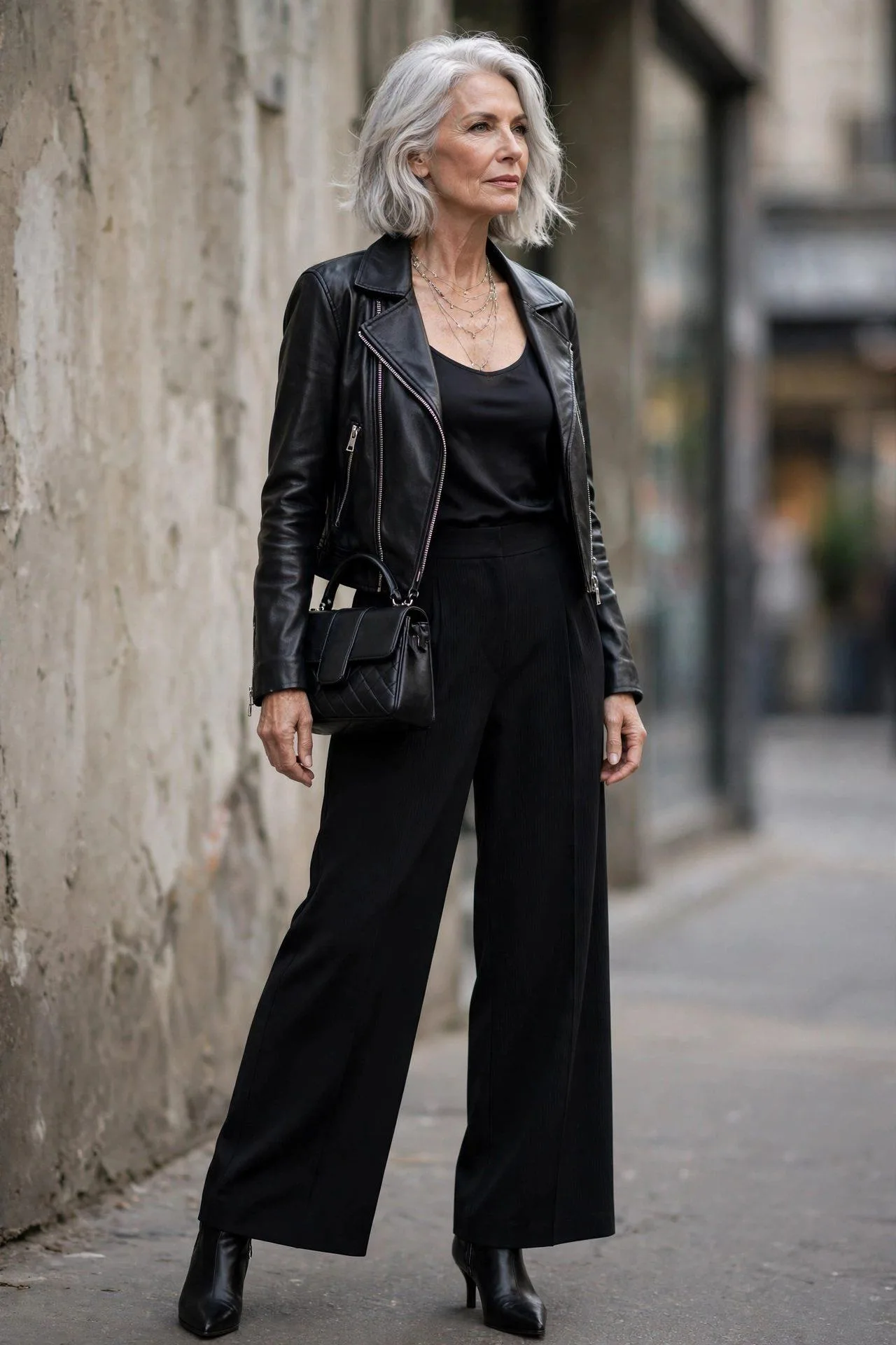 Wide-Leg + Cropped Leather Jacket