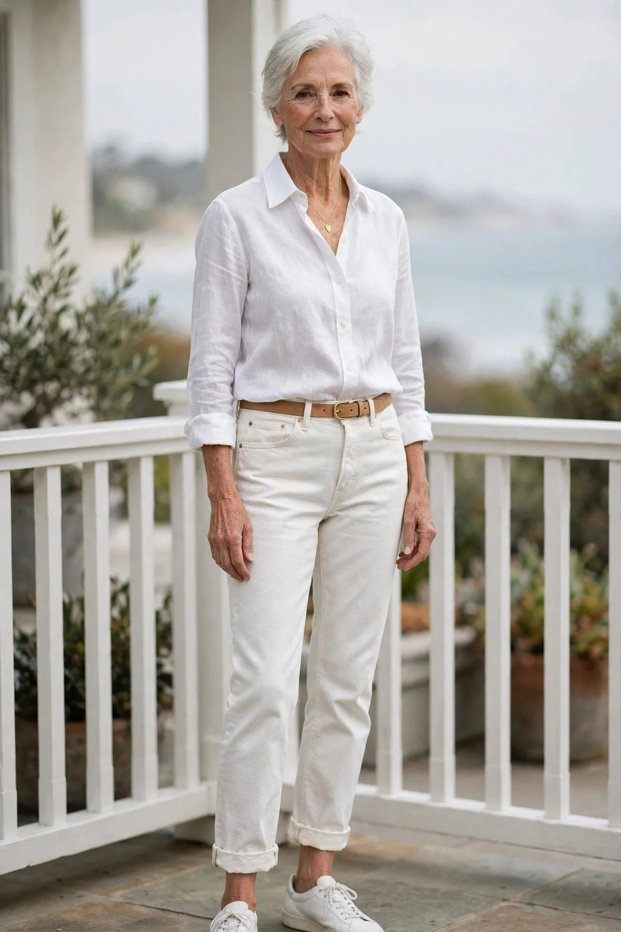 White Ecru Straight-Leg Denim