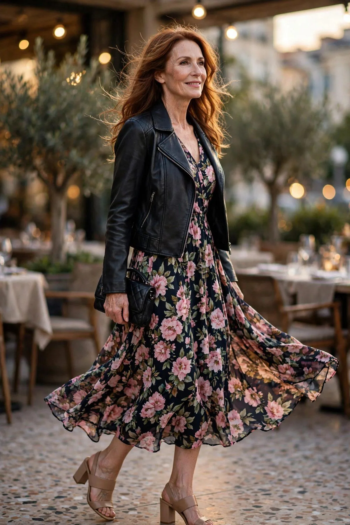 Floral Midi Dress & Cropped Jacket