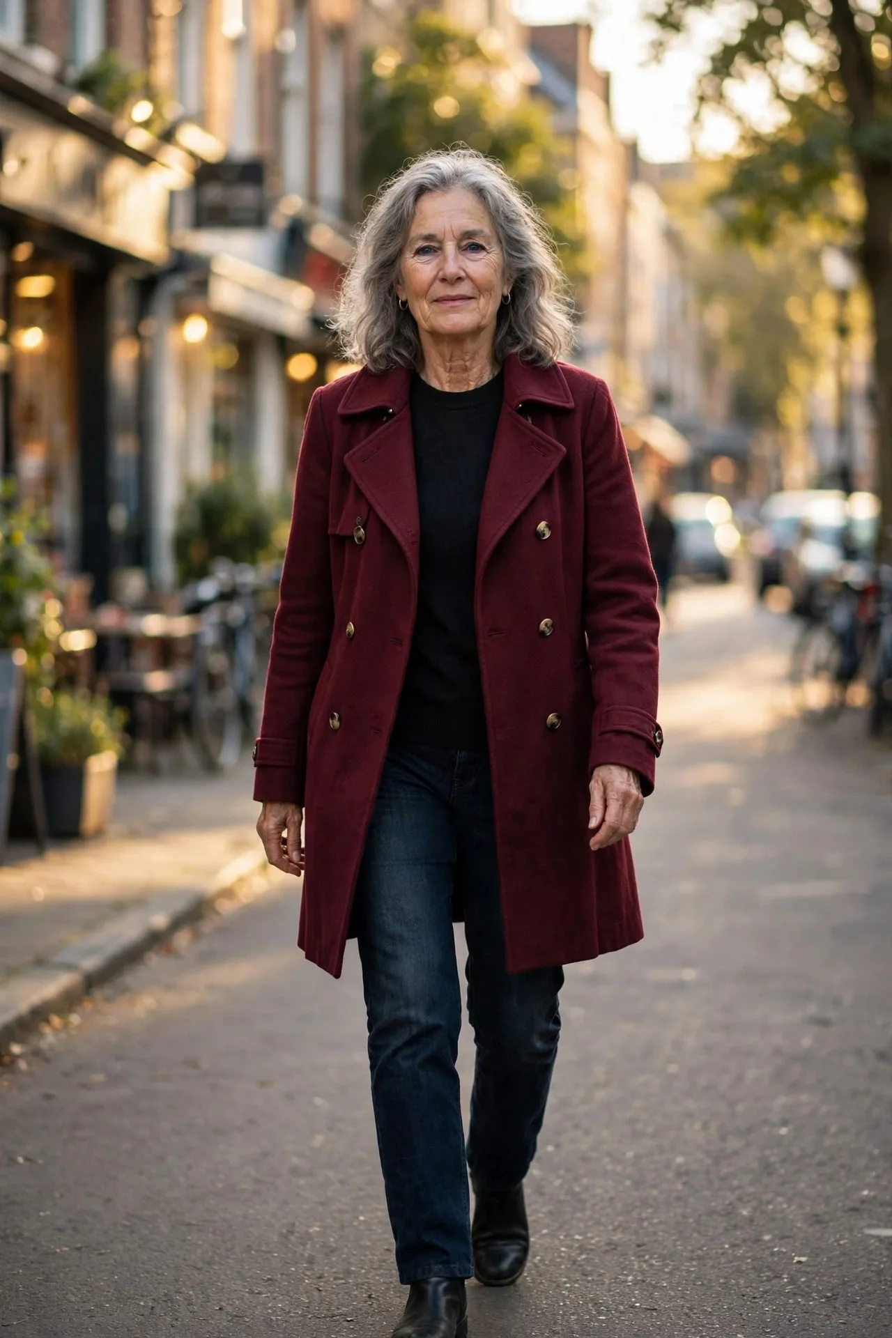 Content woman over 60 enjoying quiet tea time alone