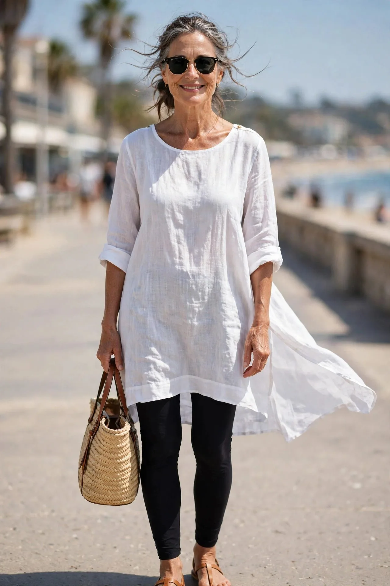 Pastel Knit Tunic + White Sneakers (Spring)