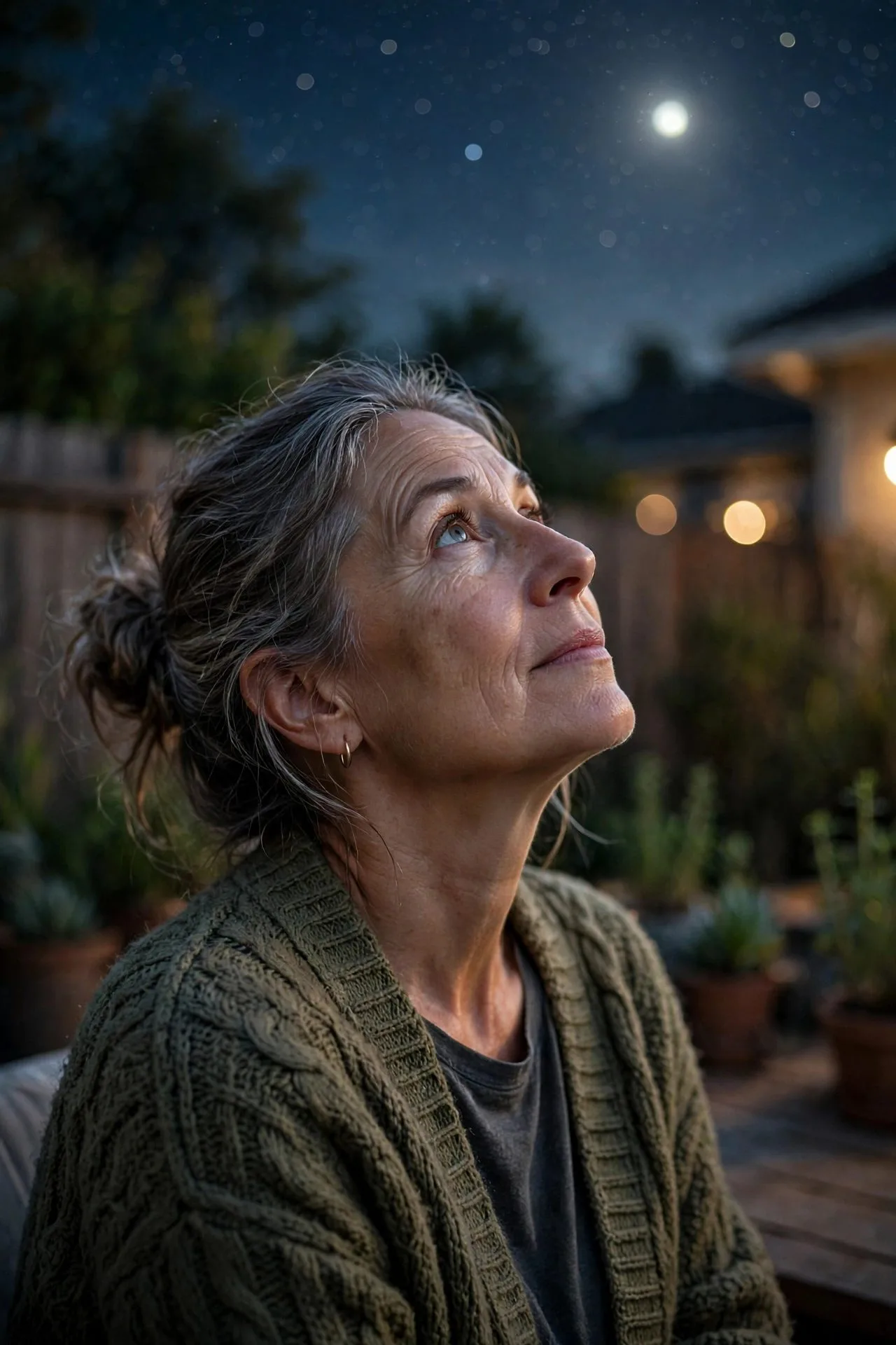 Intuitive older woman trusting her instincts on a solo walk