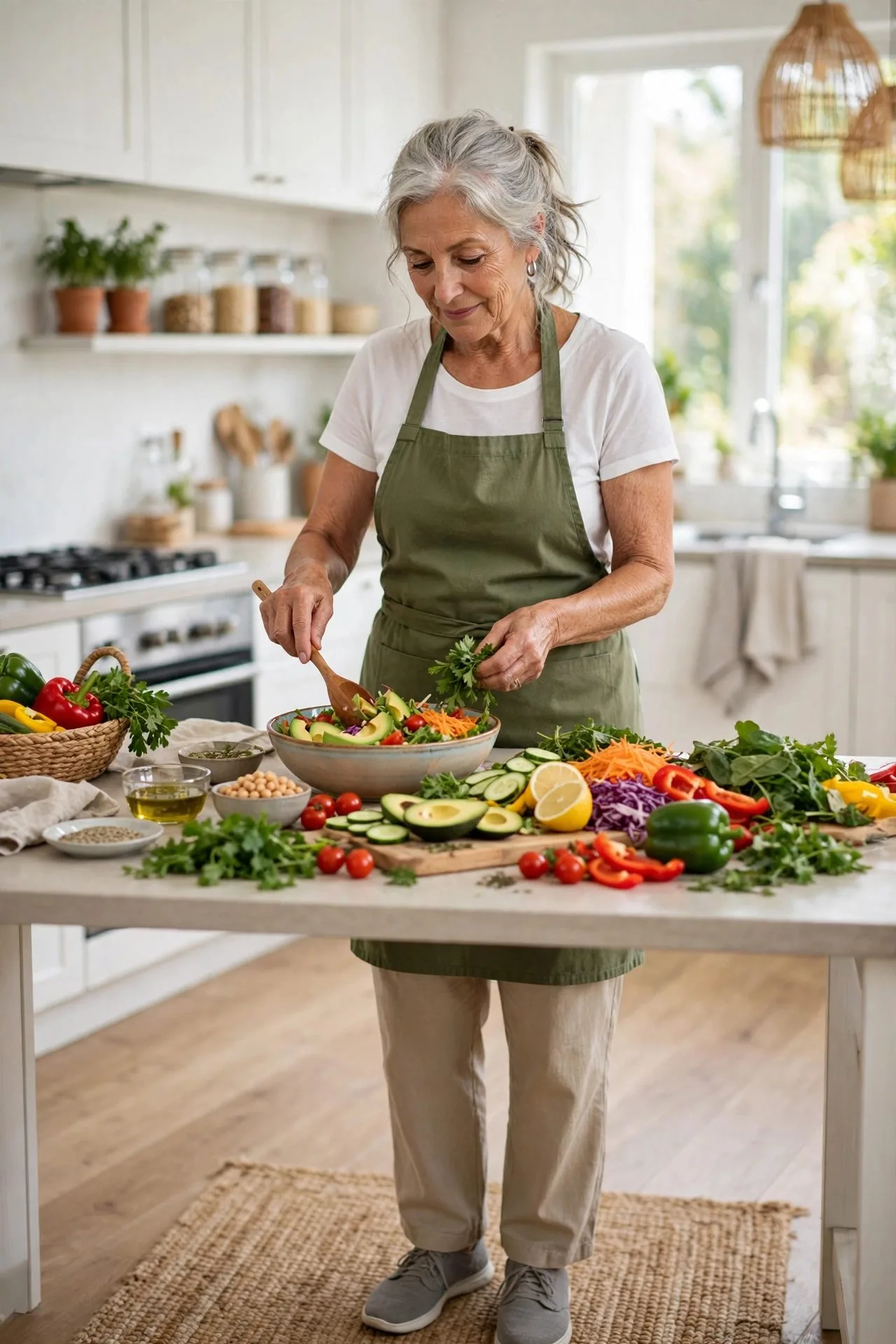 Older woman enjoying light healthy dinner with friend