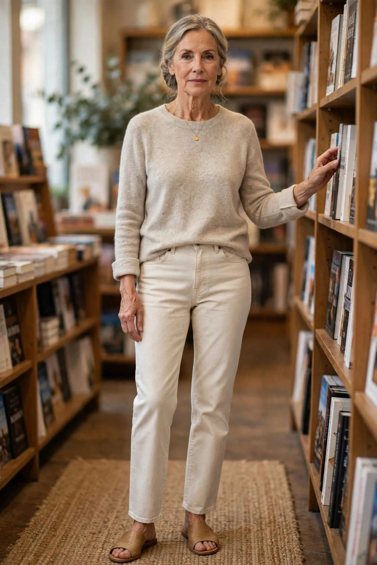 Oatmeal Lightweight Cashmere Crew