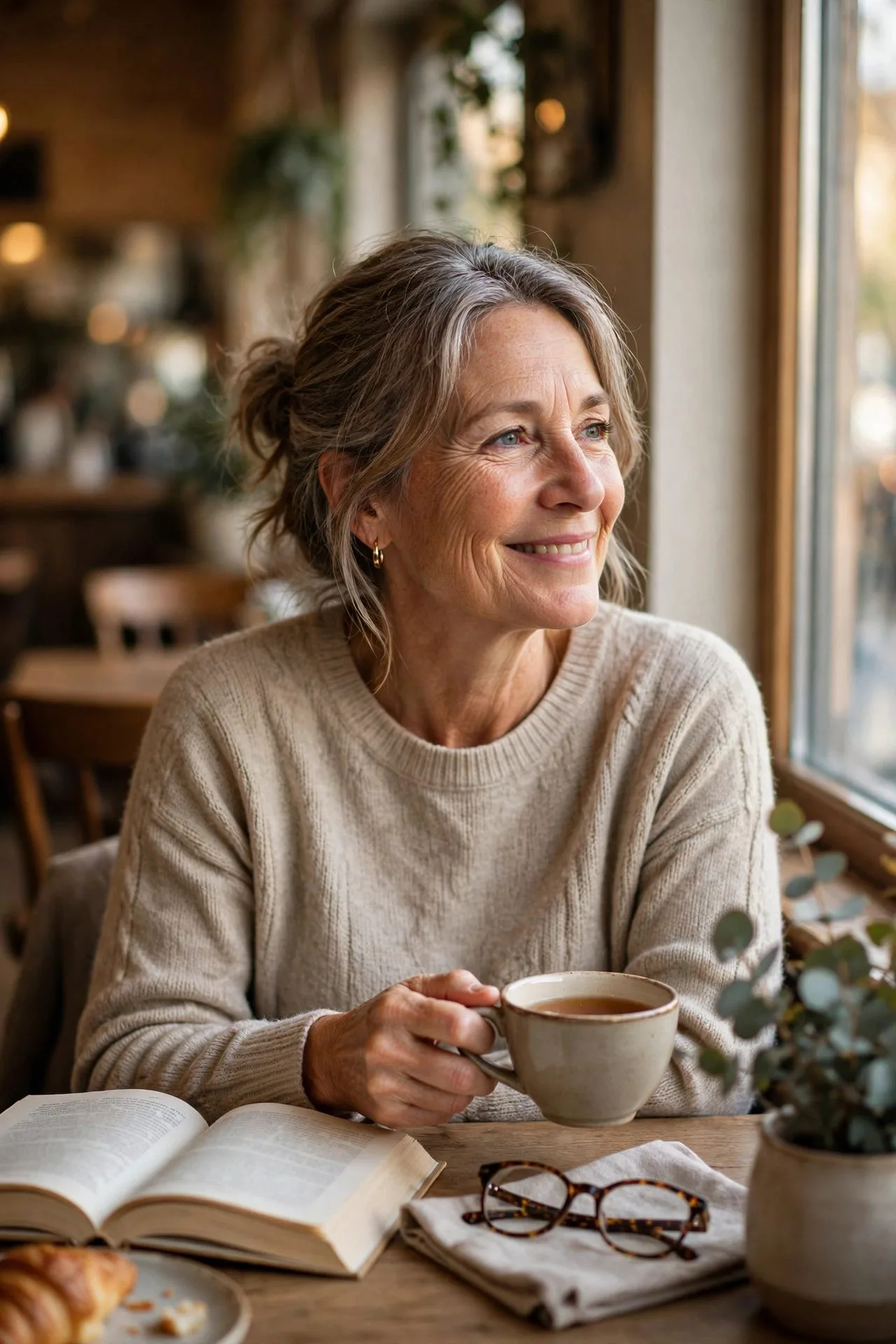 Mature woman sharing deep conversation with one close friend