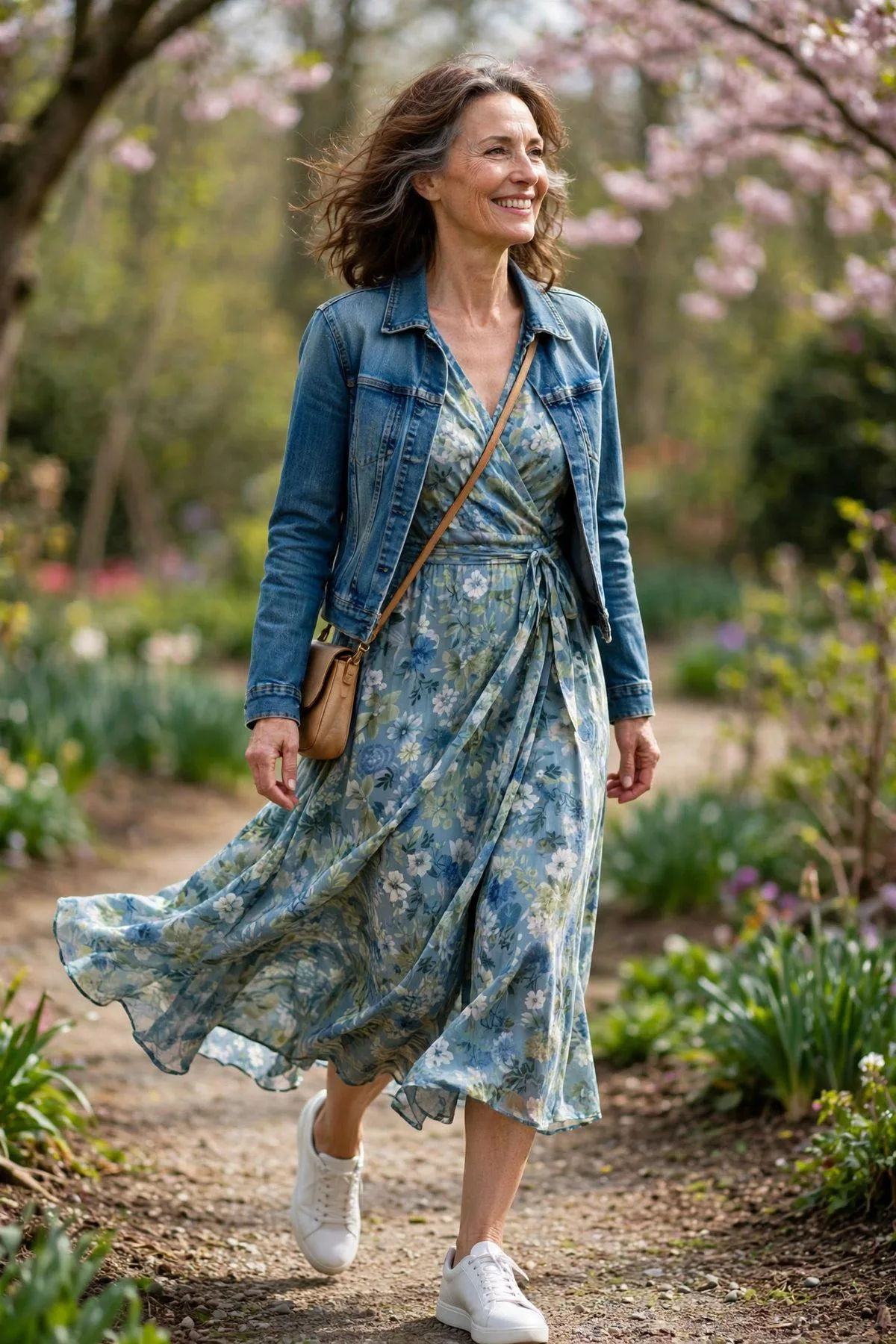 Midi Wrap Dress & Denim Jacket