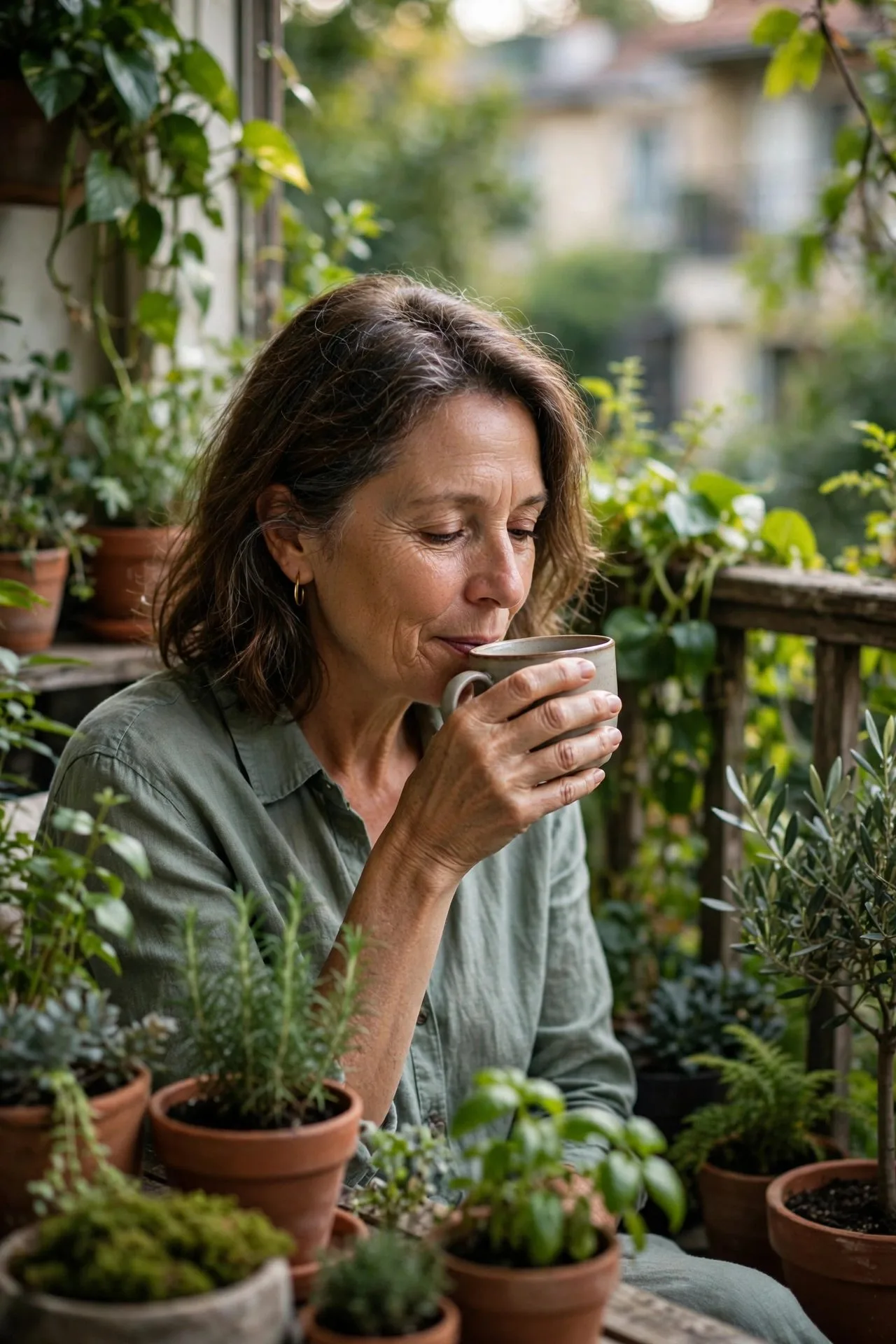 Mature woman setting gentle boundaries with a calm smile